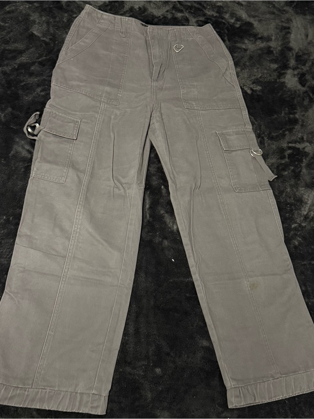 Forever 21 Gray Men's Cargo Pants with D-Ring Accents